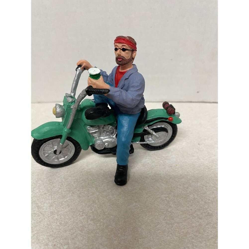 Vintage  Motorcycle Rider / Biker Resin Detailed Figurine  4.25"L X 3 1/2"H